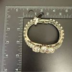 Banana Republic  Silver-tone Pave Rhinestones Flower Hinged Bangle Bracelet Photo 9