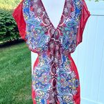 Papaya  Semi Sheer Paisley Tunic Top Photo 2