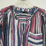 Zac & Rachel Button Up Shirt Stripe White Pink Blue Art Ruffle Long Sleeve Sz 2X Photo 1