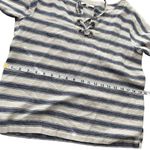 Madewell Striped Boxy Lace Up Tie Blouse Short Sleeve Linen Top Blue White Small Photo 10