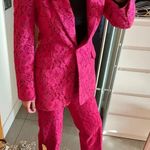 ZARA Fuchsia Pink Barbie High Waist Ankle Cropped Straight Leg Lace Pants S NEW Photo 4