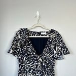 REBECCA VALLANCE Flores Wrap Effect Ruffled Printed Crepe Mini Dress 6 Black Photo 4