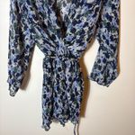 ZARA  Floral Print Pleated Romper‎ Long Sleeve Blue Green Size Large Photo 2