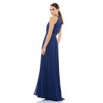 Mac Duggal Ieena For ‎ Pleated Halter Neck Flowy Gown In Navy- New Photo 1