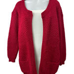 River Island  Red Chunky Knit Long Sleeve Open Front Cardigan Sweater Jacket 8 Photo 0