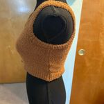 Hazel Moon brown fuzzy sleeveless sweater crop top size S Photo 3