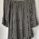 Cute! Beach Lunch Lounge Black &White Checkered Summer Shirt Ruffle‎ Size S/P Photo 0