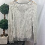 Lou & grey Ivory & Gray Woven Knit Long Sleeve Crewneck Sweater M Photo 1