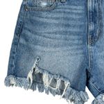 Celebrity Pink  SZ 7/28 Jean Shorts Distressed Frayed Hi-Rise Zip-Fly Medium Wash Photo 1