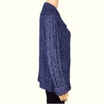 L.L.Bean  blue with white heather cable knit button cardigan sweater Medium EUC Photo 6