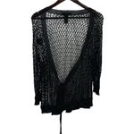 Bisou Bisou Bisou‎ Bisou Black Open Knit Cardigan Size Large Photo 3