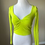 ZARA  Neon Green Knotted Front Long Sleeve Crop Top Photo 1