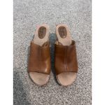 B.O.C. Born Concepts‎ Brown Leather Floral Wedge Platform Slide Sandals Size 10 Photo 2