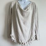 Lilly Pulitzer gray Tassel Hem Sweater XS Cotton Blend Lightweight Knit Boho Photo 0