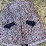 Foxcroft  Women's Geometric Button Down Shirt - Blue and Red Photo 4