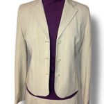 Sharagano VINTAGE ATELIER Beige w/ Purple Pinstripe Skirt Suit, Size 8 Photo 1