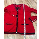 Talbots  Red Bow Pearl Pocketed Soft Cardigan Sweater sz M Photo 7