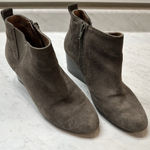 Vionic  Paloma Taupe Suede Weather Resistant Wedge Booties Size 7.5 Zip Ankle Photo 0