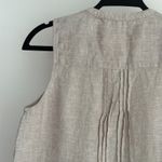 Quince European Linen Swing Dress Small Beige Flax Color Sleeveless Pintuck Photo 9