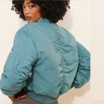 Urban Outfitters BDG Teal Bomber Jacket scrunched sleeves oversized NWT SIZE XS Photo 1