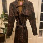 Solitaire Women's Paisley Trench Coat Size M Black Brown Photo 0