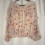 Free People Wildflower Honey Floral Print Mesh Top Ivory Combo Large Photo 5