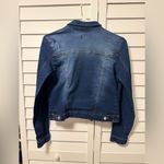 New Look  Distress Denim Jean Jacket Women's size Small Dark Wash Trucker Photo 1