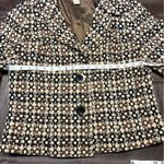 Sigrid Olsen ‎ Wool Blazer Lined geometric Plaid Black Brown Preppy Secretary L Photo 12