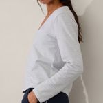 Athleta  Essential V Neck Long Sleeve Tee in Arden Stripe Photo 1