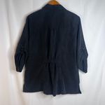 Chico's Black Snap Button Front Roll Cuff Back Cinch Casual Shirt Size 1-Small Photo 1