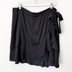 Anthropologie [] Maeve Black Satin Wrap Ruffle Hem Mini Skirt NWT Balletcore XL Photo 2