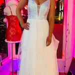 Cinderella Divine White Sequin And Mesh Maxi Prom Dress  Photo 2