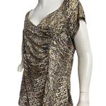 MSK Women's Brown Gold Dots Snake Print Ruched Sweetheart Neck Blouse Size L Y2K Size L Photo 2