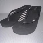 Ralph Lauren Lauren  Jalen Wedge Flip Flop Womens 10B Sandals Black White Stripe Photo 6