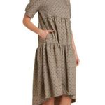 NWT En Saison Poplin Plaid Print Midi Dress Size Small Brown Photo 1