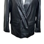 ZARA Tailored Double Breasted Blazer Faux Leather Black Women’s Size S New Photo 2