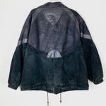 Vintage Black Patterned Leather & Suede Bomber Jacket Black Size 2X Photo 1