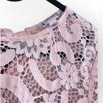 Nanette Lepore  Lace Crochet Sheer Pink Lined Bobo Spring Bloom Bow tie Blouse S Photo 3