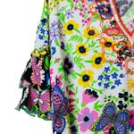 Vivienne Tam  Butterfly Floral Embroidered Blouse Ruffle Sleeve Y2K Size S Photo 3