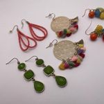 Dress Up Lot Of 4 Costume Earrings Pierced Dangle Drop  Colorful Mix Photo 8