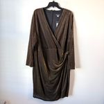 Tommy Hilfiger  Gold Shimmer Knit Sheath Dress Plus Size 22W Photo 3