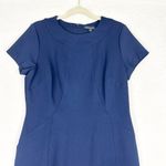 Brooks Brothers Sheath Dress Size 12 Navy Blue Stretch Career Business Workwear Photo 2