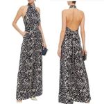 REBECCA VALLANCE Lola belted printed crepe halterneck jumpsuit sz US 8 Black Photo 1