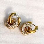 18K Gold Plated Double Huggies Thick Hoop Earrings Photo 2