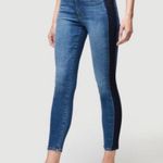 frame denim Le High Skinny Crop Two Tone Denim Panel Jeans Kenya Navy Blue sz 24 Photo 1