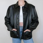 Preston & York Vintage 90s Black Leather Blazer Jacket Photo 2