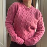 Abercrombie & Fitch Vintage Pink Cable Knit Sweater L Shetland Wool Cashmere Photo 0