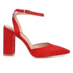 Journee Collection Women's Tyyra Ankle Strap Block Heel Pumps- Red- Size 10 Photo 1