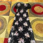 American Eagle Black Floral Print Crochet Strapless Thin Maxi Dress with Slit M Photo 1