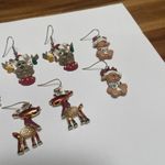 Lot Of 4 Dangle Drop Pierced Earrings Christmas Holiday Reindeer, Angel Photo 4